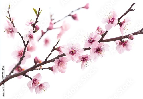 Pink blossom branches spring floral design isolated