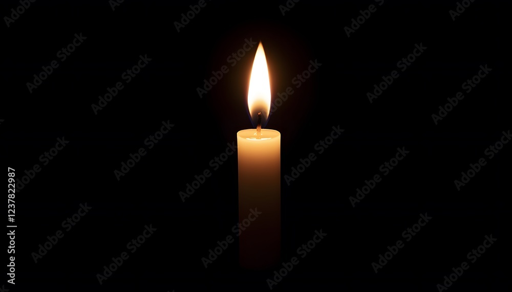 A single candle flame burns brightly in the dark A single candle flame burns brightly in the dark