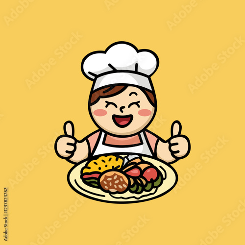Food logo with cartoon chef