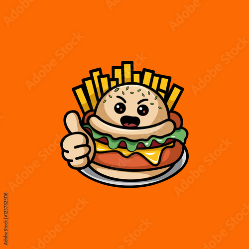 The Burger Cartoon Logo is made very attractive and colorful