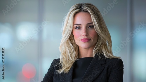 Confident businesswoman office portrait, blurred background (2)