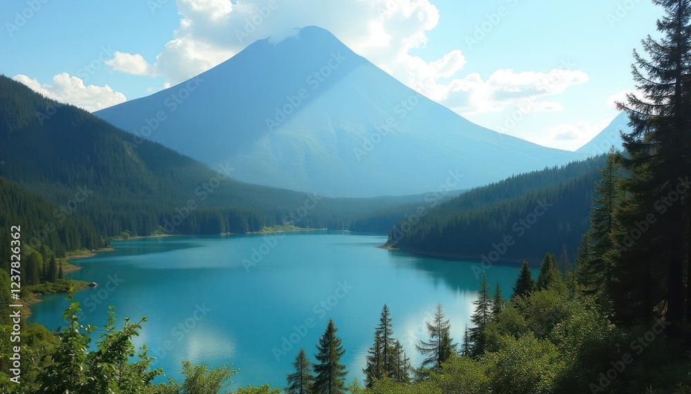 Serene Mountain Lake Vista: A Breathtaking Panorama of Nature's Majesty Serene Mountain Lake Vista: A Breathtaking Panorama of Nature's Majesty