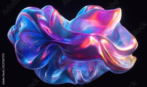Abstract iridescent bubbles, colorful design, 3d render, Generative AI