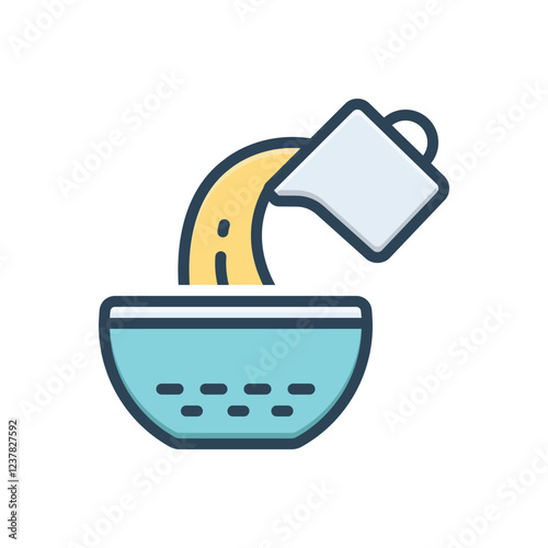 Color illustration icon for pour
