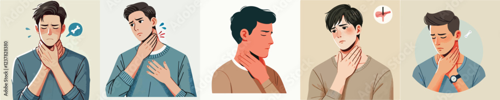 vector of young man having sore throat vector of young man having sore throat