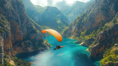Paragliding Adventure over Majestic Mountain Lake