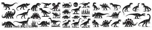 set of vector dinosaur silhouette icons