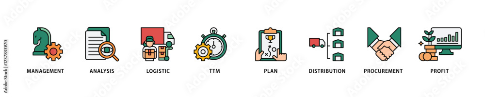 SCM icon set flow process which consists of management, analysis, logistic, ttm, plan, distribution, procurement, and profit icon live stroke and easy to edit . SCM icon set flow process which consists of management, analysis, logistic, ttm, plan, distribution, procurement, and profit icon live stroke and easy to edit .