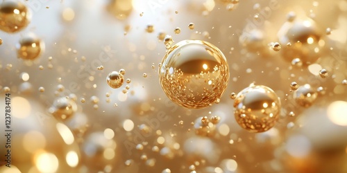 Abstract gold bubbles, colorful design, 3d render, Generative AI