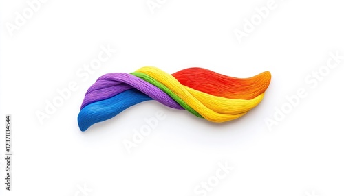Vibrant strands of colorful modeling clay twisted together, showcasing a rainbow effect on a white background