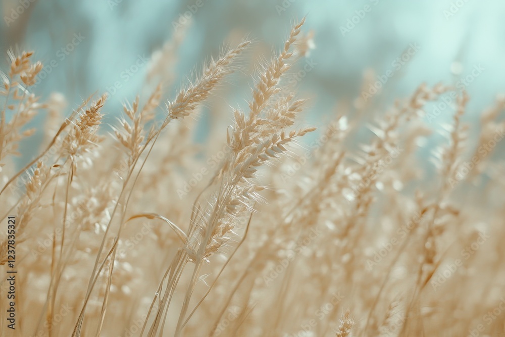 Fototapeta premium Soft focus image of beige wild grass swaying gently in the breeze.