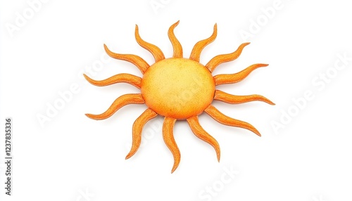 Bright and cheerful sun illustration with rays, ideal for summer-themed designs and backgrounds