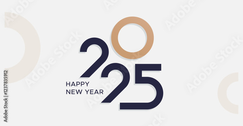 2025. New year's eve 2025 minimalist. Happy new year. Template design for new year celebration with white background. Calendar 2025