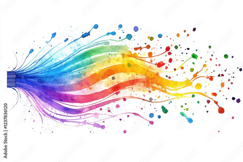 A vibrant swirl of rainbow colors and splashes, symbolizing creativity and artistic expression.