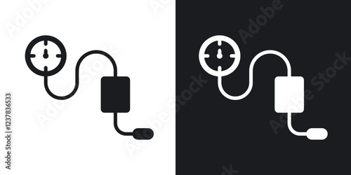 Blood pressure meter icons in solid black and white collection