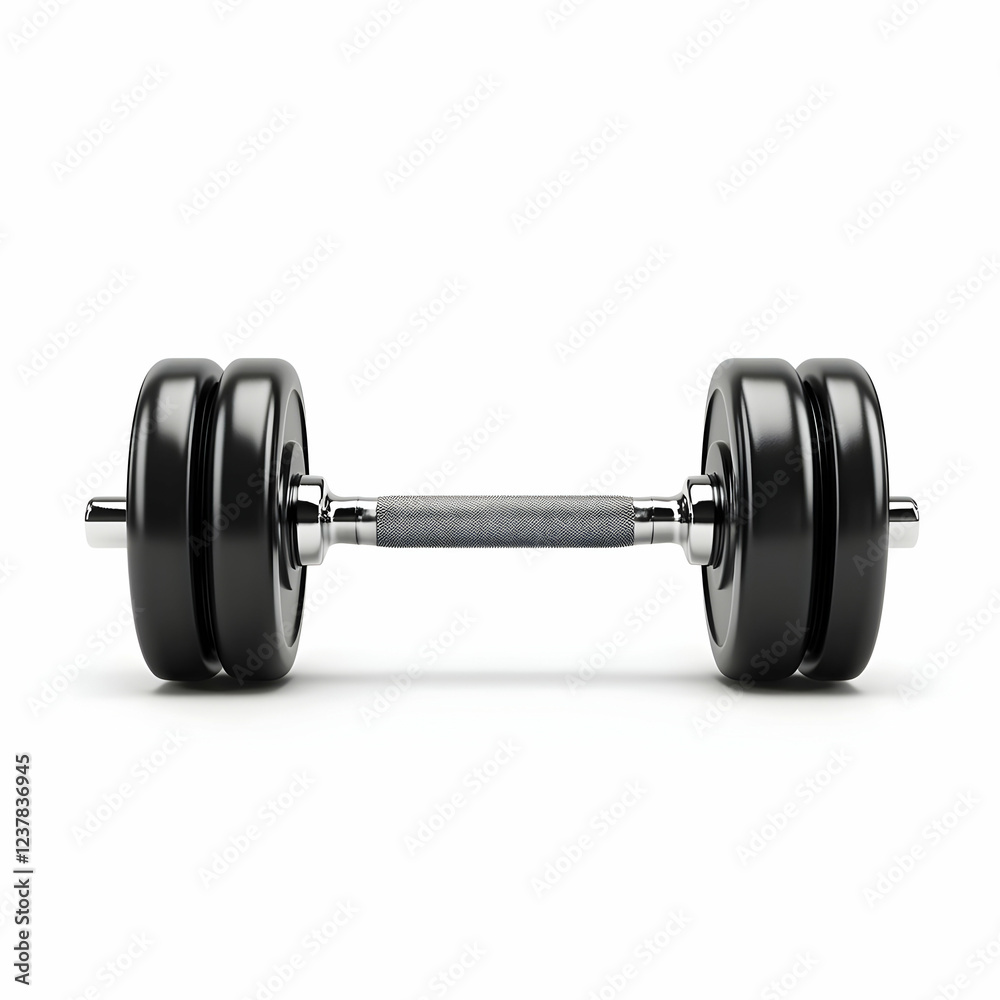 Black dumbbell on white background, fitness Black dumbbell on white background, fitness