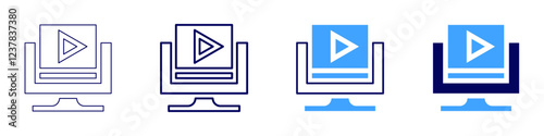 Streaming courses icon in 4 different styles. Thin Line, Line, Bold, and Bold Line. Duotone style. Editable stroke