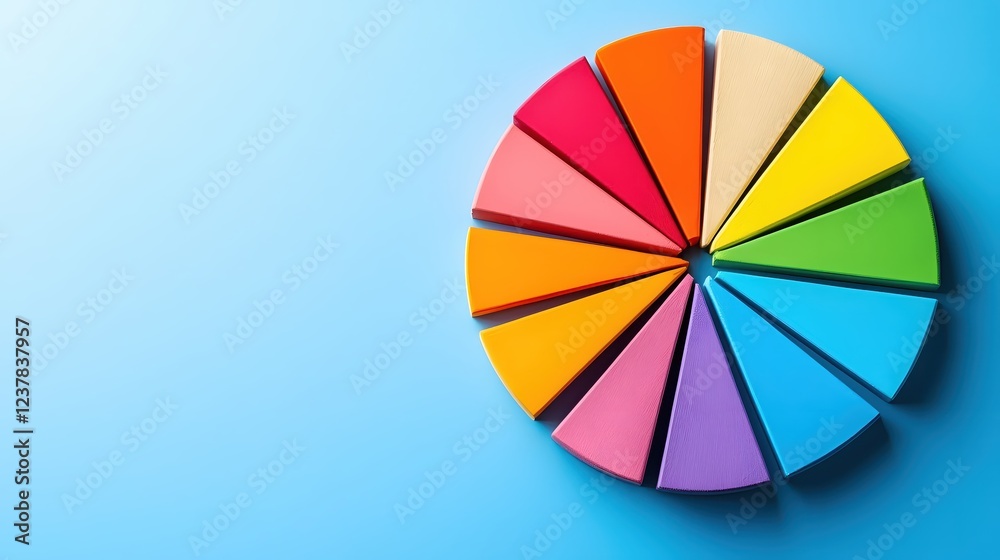Obraz premium Colorful Pie Chart Segments on Blue Background Data Visualization