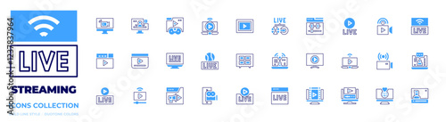 Streaming icon collection. Bold line style. Duotone colors. livestreaming, streaming, streamingtvapp, live, instagramlive, youtube, video, livebroadcast, online