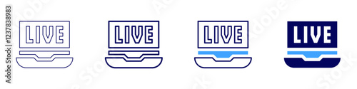 Streaming platforms icon in 4 different styles. Thin Line, Line, Bold, and Bold Line. Duotone style. Editable stroke