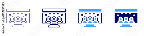 Streaming subscriptions icon in 4 different styles. Thin Line, Line, Bold, and Bold Line. Duotone style. Editable stroke
