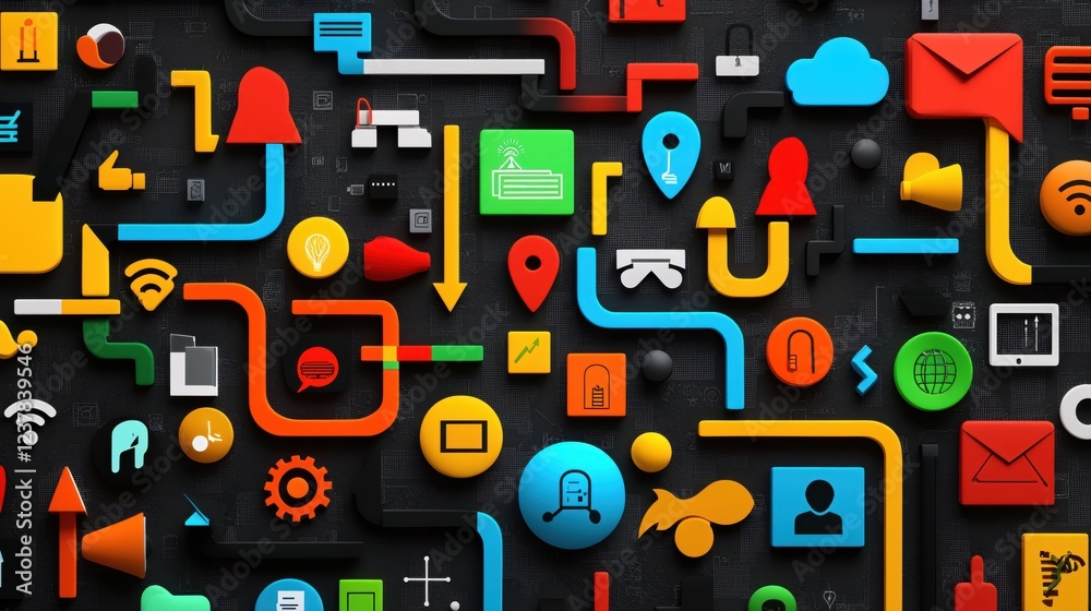 Fototapeta premium Colorful Abstract Network Technology Concept Design