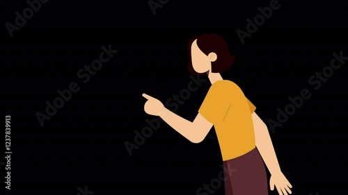 Woman Clicking Blank Space Animation 4K On Alpha