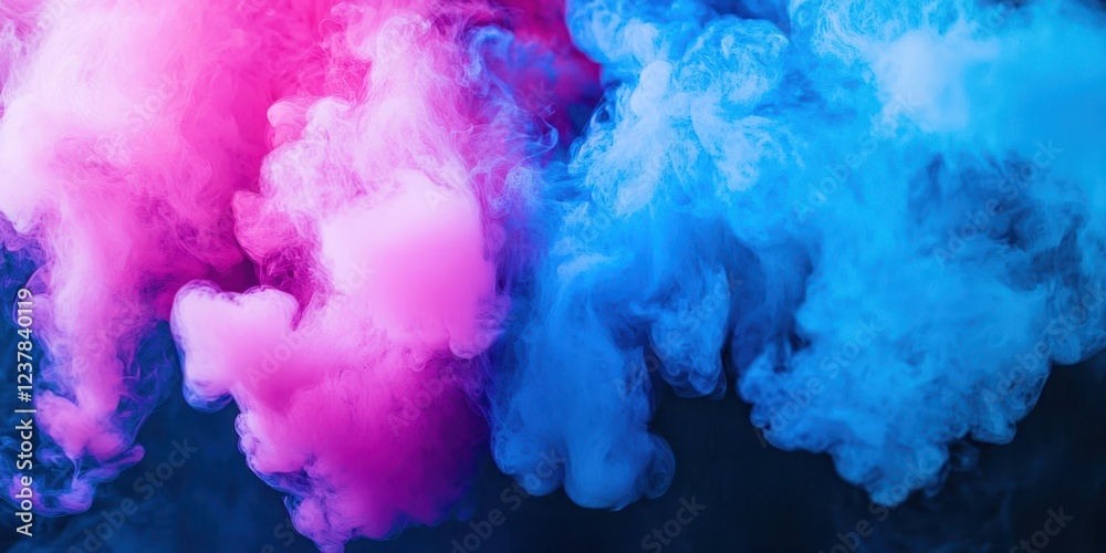Fototapeta premium Smoke coming out of a pipe with pink and blue smoke