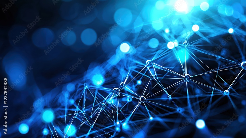 Fototapeta premium Abstract Blue Network Connection Digital Technology Background