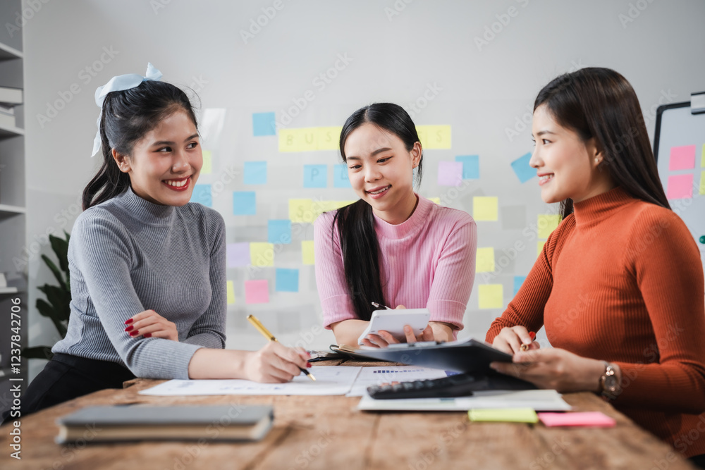 Asian people, motivated businesswoman at her desk, brainstorming creative ideas to kickstart her startup venture with determination and innovation. purpose and ambition. only women. Asian people, motivated businesswoman at her desk, brainstorming creative ideas to kickstart her startup venture with determination and innovation. purpose and ambition. only women.