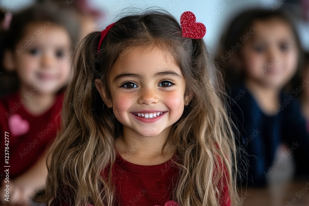 Cheerful Children Celebrate Valentine's Day With Smiles and Friendship. Generative AI Cheerful Children Celebrate Valentine's Day With Smiles and Friendship. Generative AI