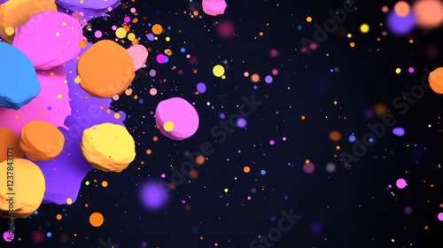 Wallpaper Mural Holi Celebration: Colorful Abstract Blots on Black Background - Vector Illustration Card Template Torontodigital.ca