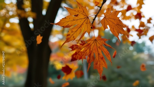Falling Autumn Leaves: Vibrant Seasonal Stock Photo