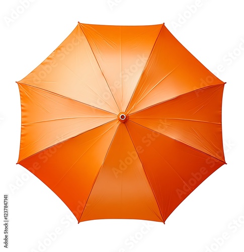 An orange umbrella top view, white background