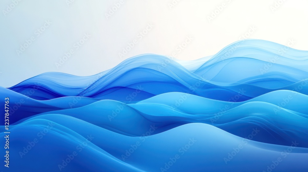 Fototapeta premium Abstract blue waves flowing, bright background, website banner