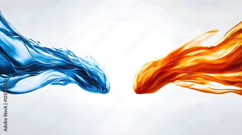 Obraz premium Abstract Blue and Orange Liquid Swirls Design Concept Flowing Water Energy