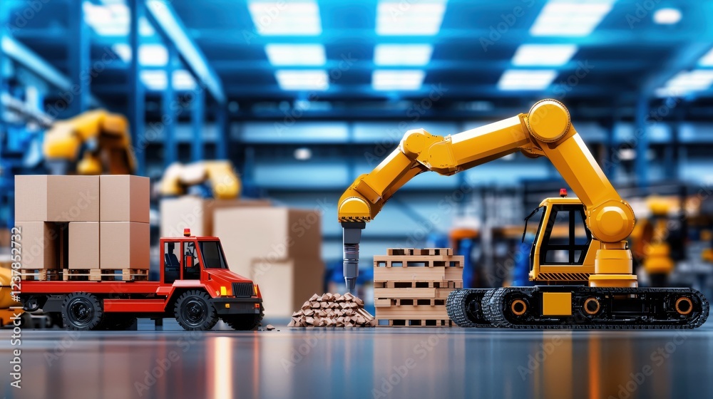 Fototapeta premium Robotic Automation in Modern Warehouse Logistics and Transportation Industry