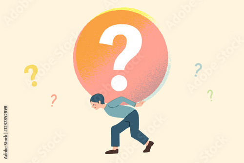 解決策のない難しい問題を背負う男性のイメージイラスト
