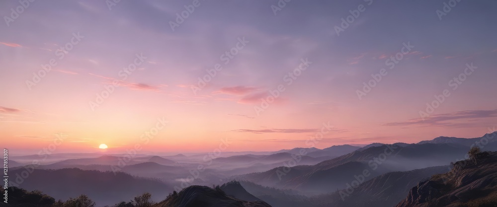 The sky is painted with a soft, blended color gradient that fades into the distance vertically , gradient, atmospheric scene, soft focus The sky is painted with a soft, blended color gradient that fades into the distance vertically , gradient, atmospheric scene, soft focus
