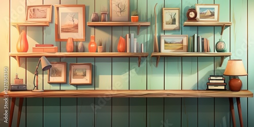 wooden shelf with shelves