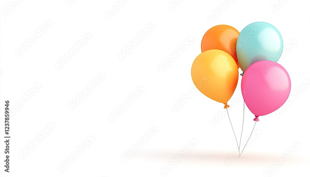 Colorful balloons in a bright setting, symbolizing celebration and joy, minimalistic design Colorful balloons in a bright setting, symbolizing celebration and joy, minimalistic design