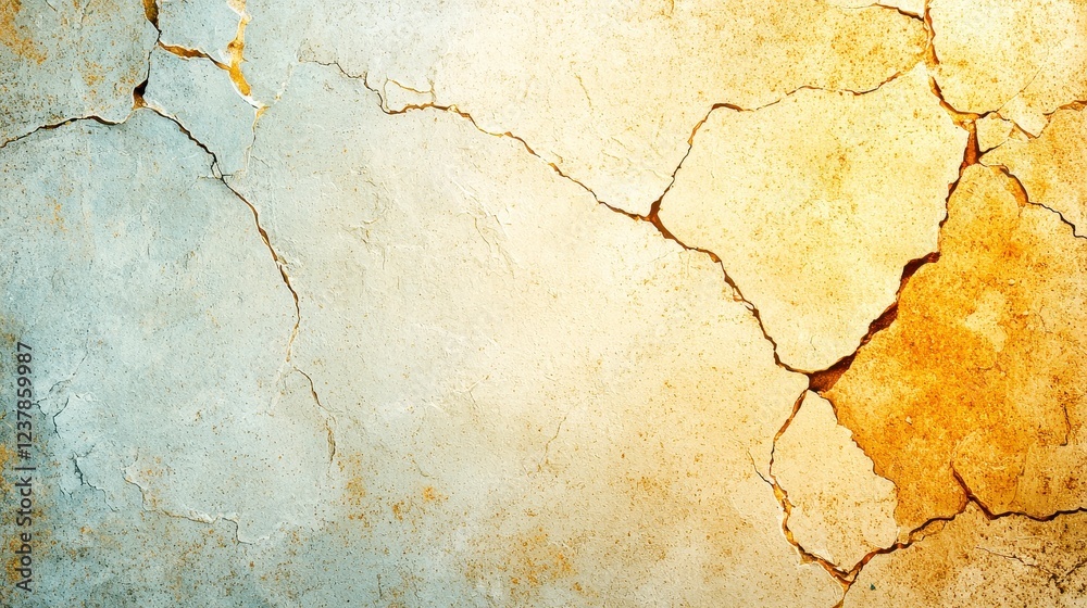 Naklejka premium Cracked Weathered Texture with Yellow and Gray Tones
