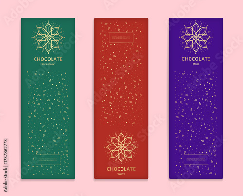 Luxury packaging design of chocolate bars. Vintage vector ornament template. Elegant, classic elements. Great for food, drink and other package types. Can be used for background and wallpaper.