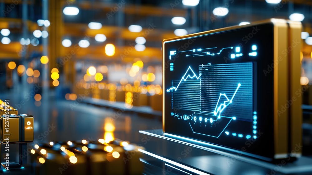 Obraz premium Futuristic Factory Automation Data Display Showing Growth