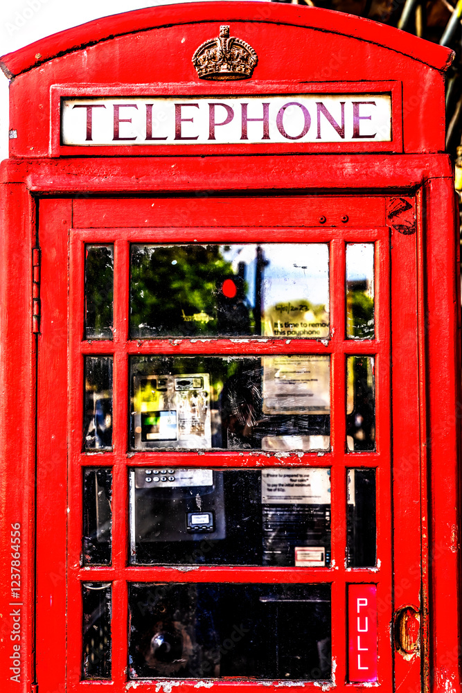 Fototapeta premium Traditional Red Telphone Booth Westminster London England
