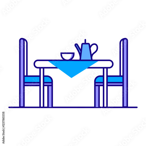 Dining Table Icon, Modern Home Dining, Kitchen Furniture Symbol