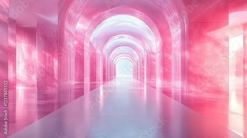 Pink Marble Archway: A Dreamlike Corridor of Light and Reflection