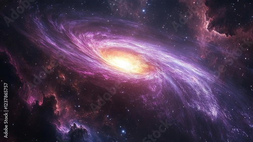 Spiral Galaxy in Space. Generative AI photo