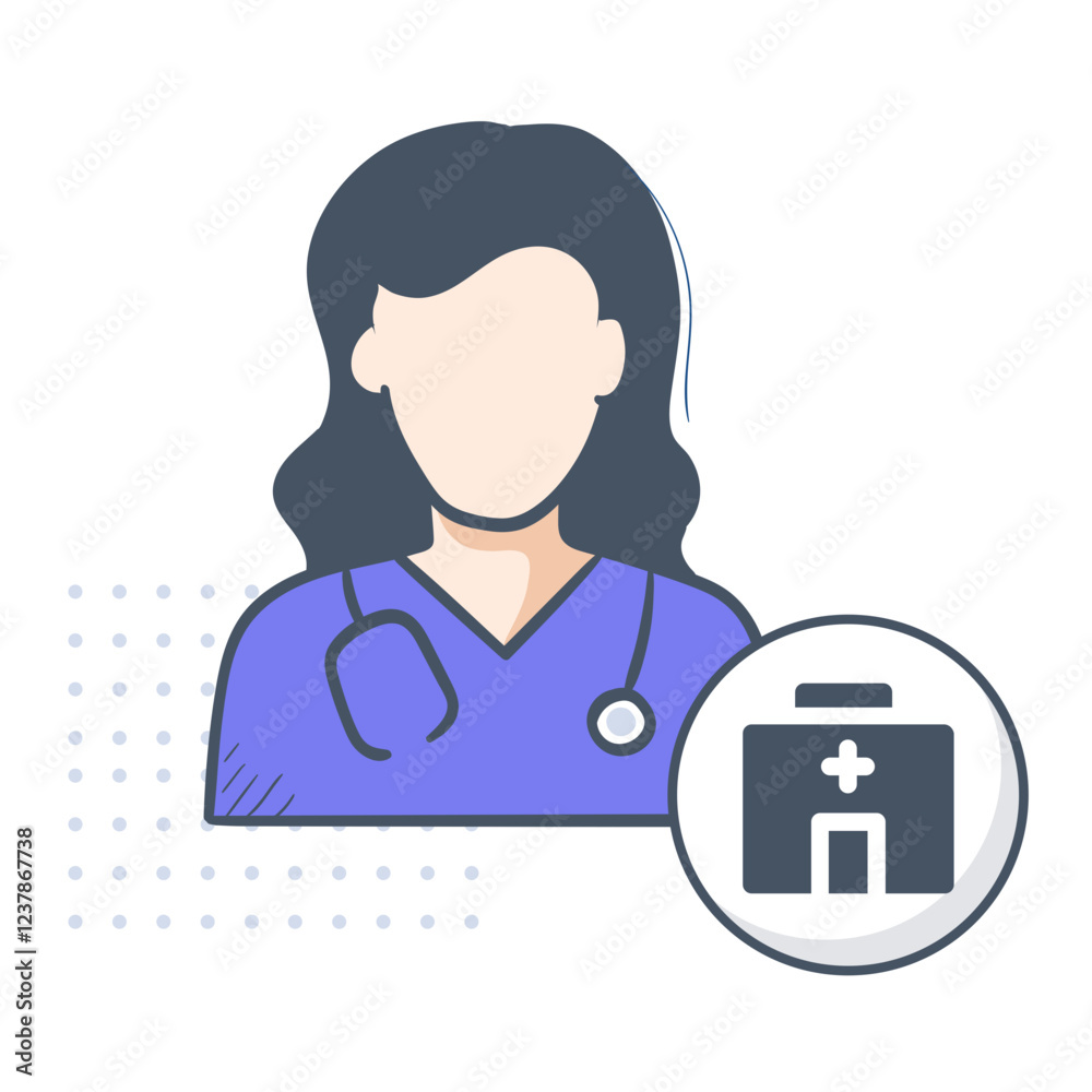 Doctor with Hospital Icon, Healthcare Facility, Medical Center and Patient Treatment Symbol Doctor with Hospital Icon, Healthcare Facility, Medical Center and Patient Treatment Symbol
