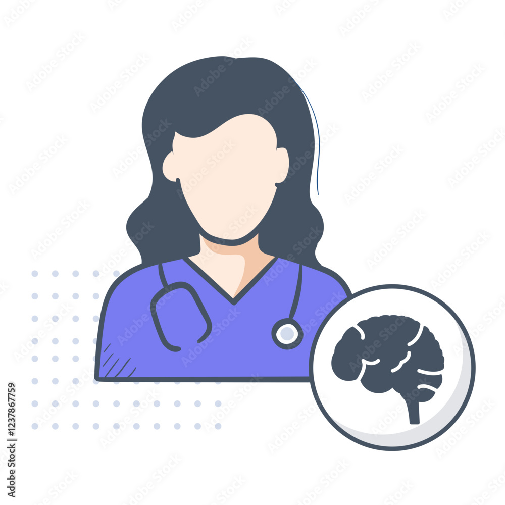 Neurologist Icon, Brain Health and Mental Wellness, Neuroscience Symbol Neurologist Icon, Brain Health and Mental Wellness, Neuroscience Symbol